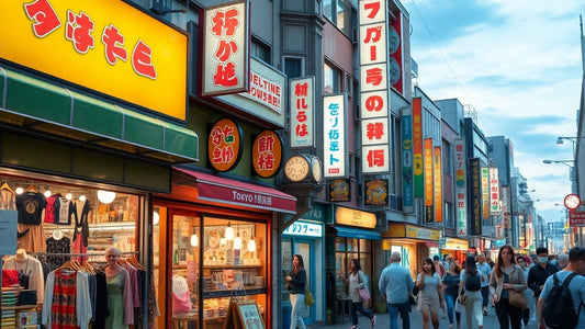 Vibrant Tokyo shopping street filled with small shops