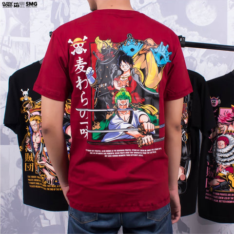 Straw Hat Pirates Top Fighters T-Shirt - Luffy, Zoro, Sanji & Jinbe | One Piece Anime Streetwear Straw Hat Pirates Top Fighters T-Shirt - Luffy, Zoro, Sanji & Jinbe | One Piece Anime Streetwear