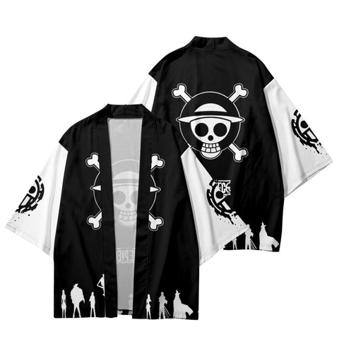 Anime One Piece Kimono Black and White Color with Unisex and Oversized Design | Zewearsy Store Anime One Piece Kimono Black and White Color with Unisex and Oversized Design | Zewearsy Store