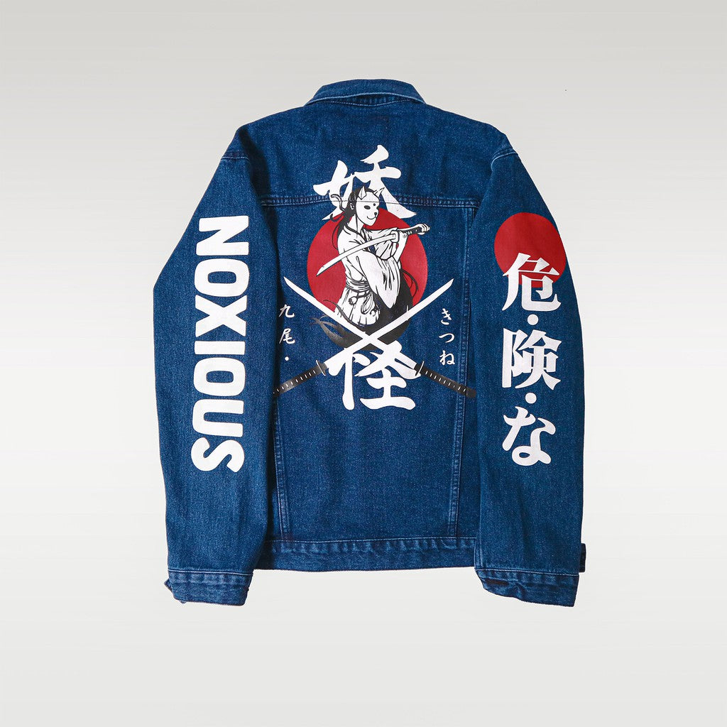 Japan Samurai Denim Jacket Blue Unisex Zewearsy