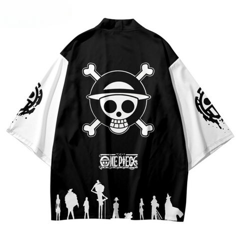Anime One Piece Kimono Black and White Color with Unisex and Oversized Design | Zewearsy Store Anime One Piece Kimono Black and White Color with Unisex and Oversized Design | Zewearsy Store