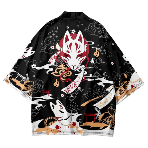 Japanese Kitsune Graphic art Design Kimono Unisex Oversized | Japan Apparel Japanese Kitsune Graphic art Design Kimono Unisex Oversized | Japan Apparel