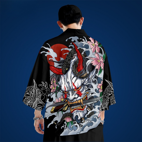 Demon Harajuku Kimono Cosplay Samurai Haori Obi Japanese Streetwear | Japan Apparel Demon Harajuku Kimono Cosplay Samurai Haori Obi Japanese Streetwear | Japan Apparel