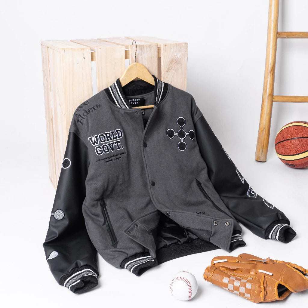 Anime Varsity Jacket One Piece Lore Series Im-Sama World Government Premium Oversized Anime Fashion BlackSeven