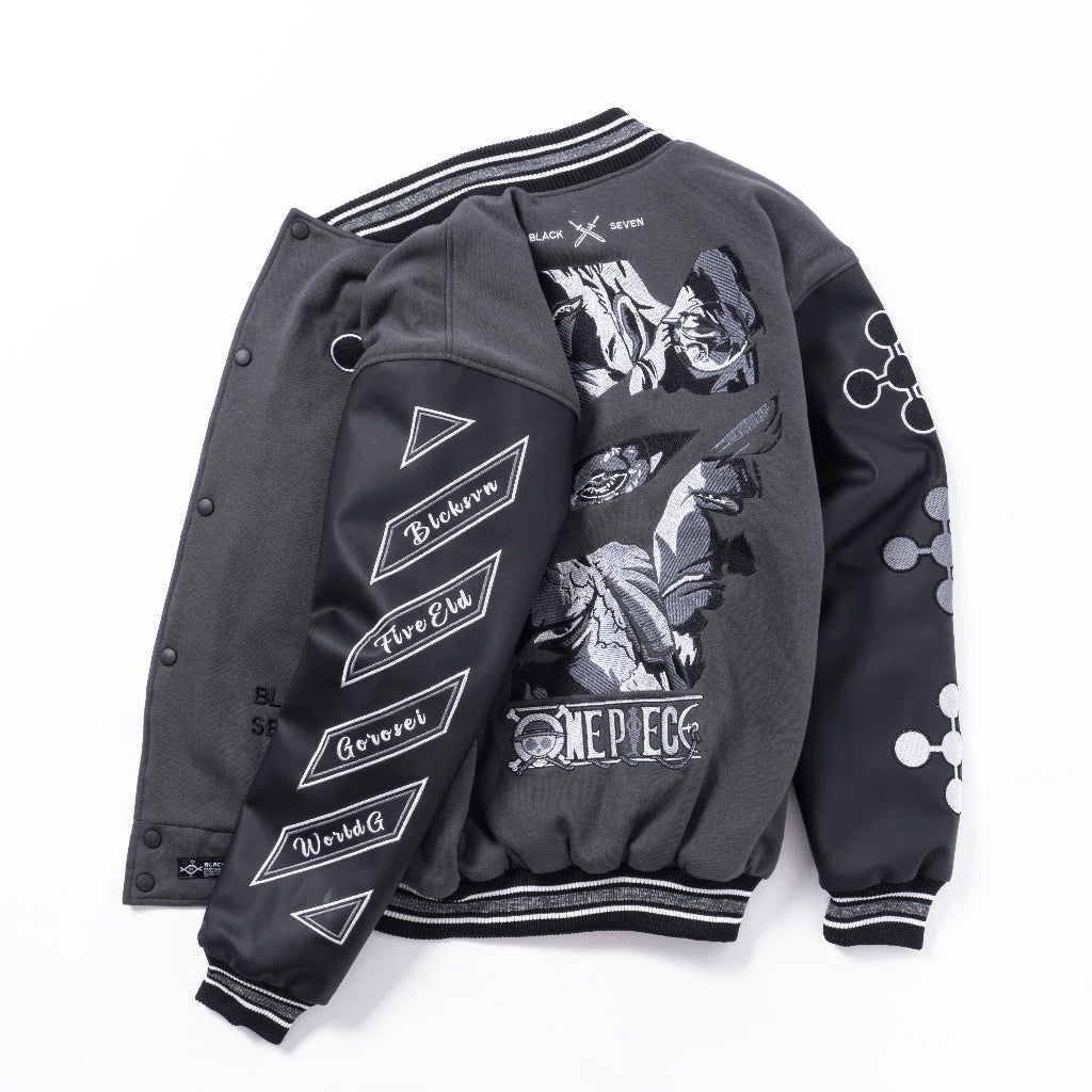 Anime Varsity Jacket One Piece Lore Series Im-Sama World Government Premium Oversized Anime Fashion BlackSeven
