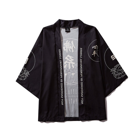Traditional Japanese Kanji Graphic Art Kimono Unisex Oversized | Japan Apparel Traditional Japanese Kanji Graphic Art Kimono Unisex Oversized | Japan Apparel