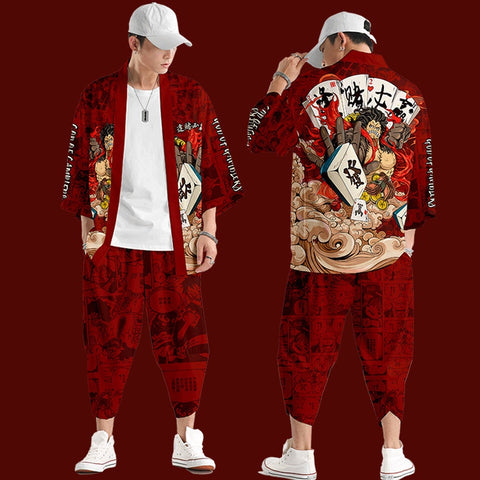 Japanese Anime One Piece Luffy Kimono Harajuku Streetwear Design | Japan Apparel Japanese Anime One Piece Luffy Kimono Harajuku Streetwear Design | Japan Apparel
