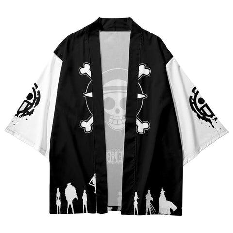 Anime One Piece Kimono Black and White Color with Unisex and Oversized Design | Zewearsy Store Anime One Piece Kimono Black and White Color with Unisex and Oversized Design | Zewearsy Store