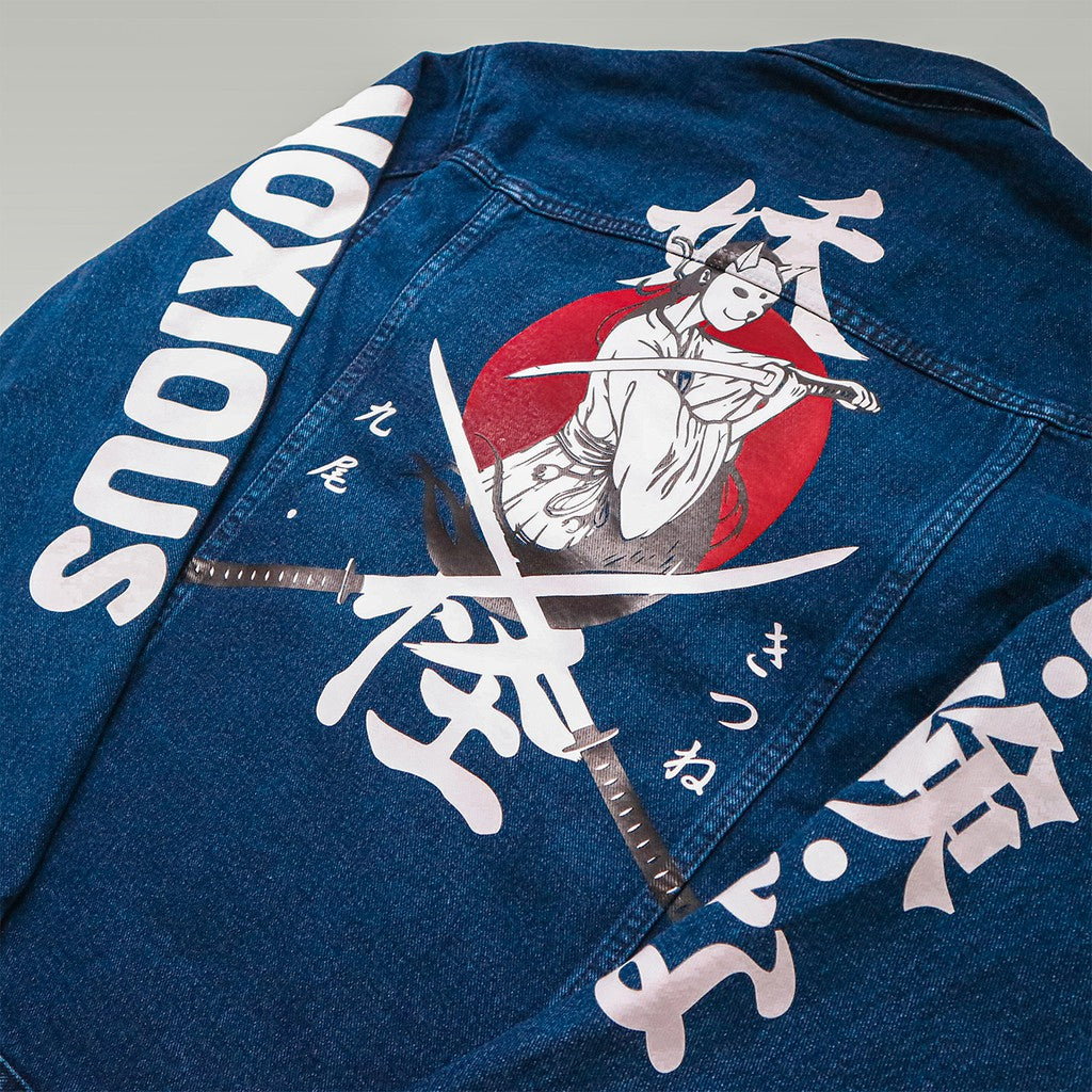 Japan Samurai Denim Jacket Blue Unisex Zewearsy