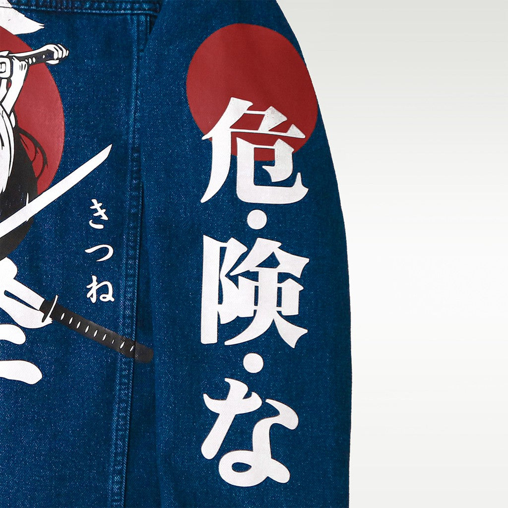 Japan Samurai Denim Jacket Blue Unisex Zewearsy