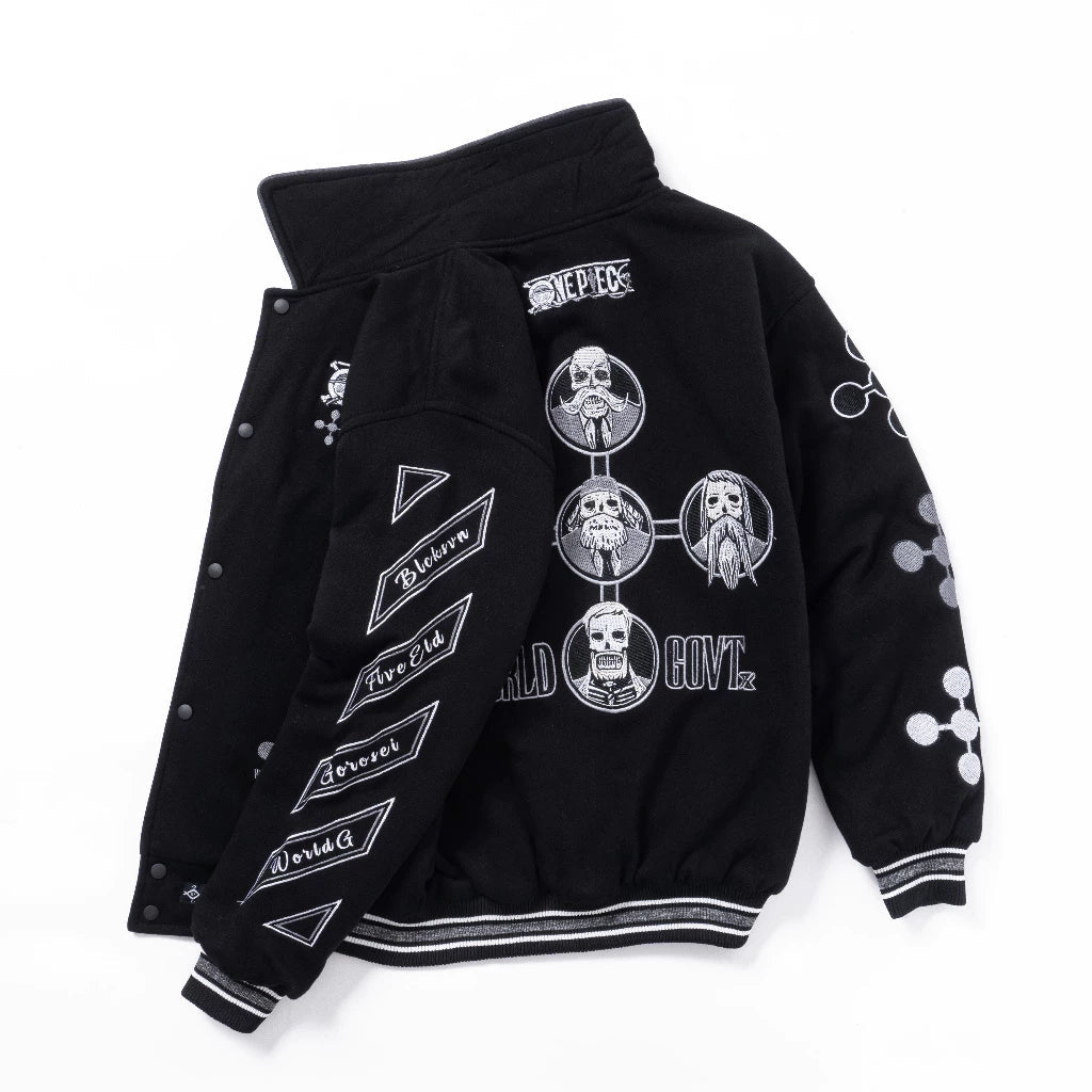 Gorosei Varsity Jacket – One Piece Black Edition | Rare Embroidered Anime Streetwear BlackSeven
