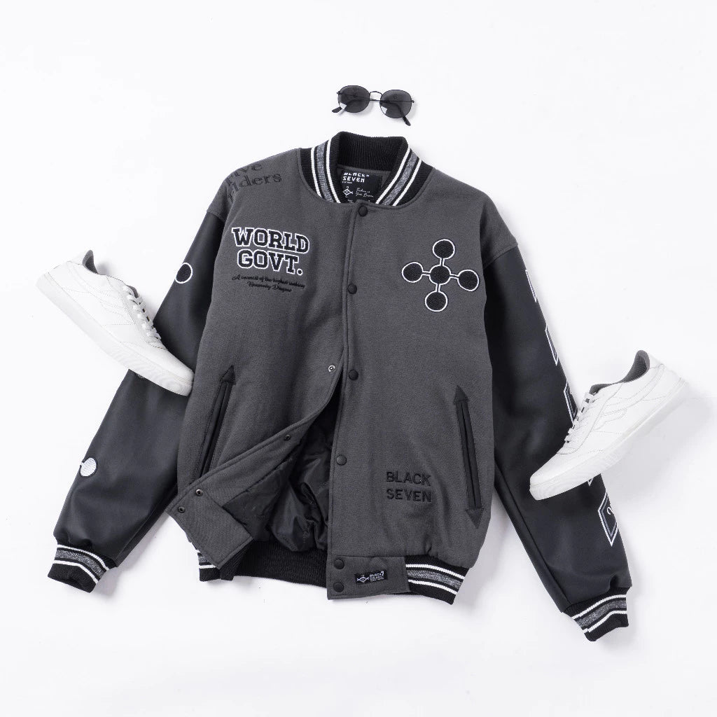 Anime Varsity Jacket One Piece Lore Series Im-Sama World Government Premium Oversized Anime Fashion BlackSeven