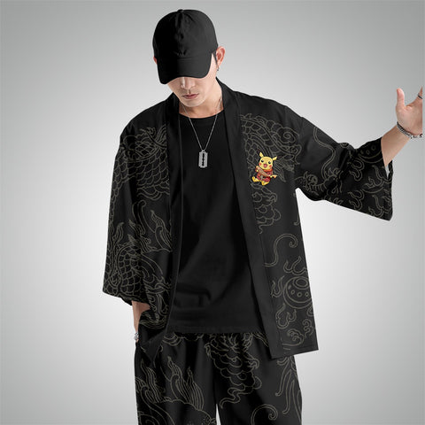 Anime Pikachu Design Art Kimono Unisex Oversized | Zewearsy Store Anime Pikachu Design Art Kimono Unisex Oversized | Zewearsy Store