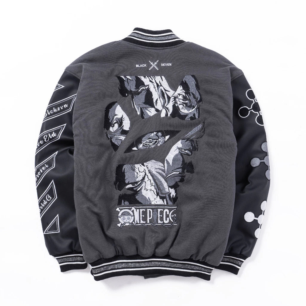 Anime Varsity Jacket One Piece Lore Series Im-Sama World Government Premium Oversized Anime Fashion BlackSeven