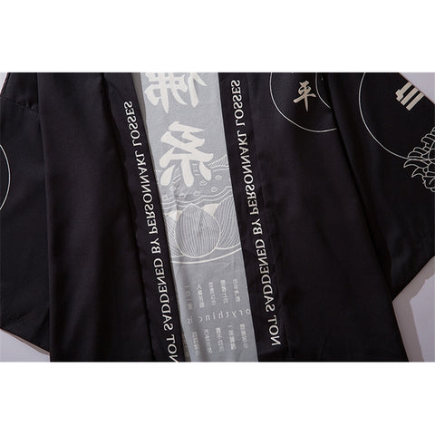 Traditional Japanese Kanji Graphic Art Kimono Unisex Oversized | Japan Apparel Traditional Japanese Kanji Graphic Art Kimono Unisex Oversized | Japan Apparel