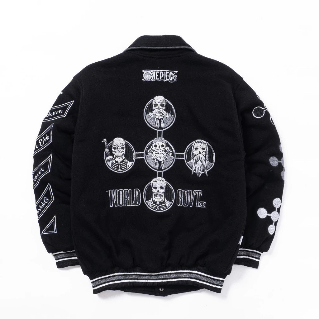 Gorosei Varsity Jacket – One Piece Black Edition | Rare Embroidered Anime Streetwear BlackSeven