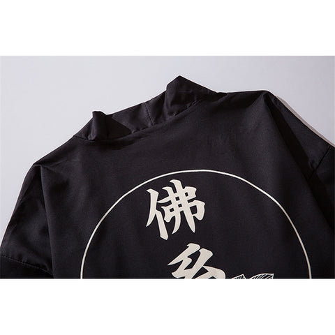 Traditional Japanese Kanji Graphic Art Kimono Unisex Oversized | Japan Apparel Traditional Japanese Kanji Graphic Art Kimono Unisex Oversized | Japan Apparel