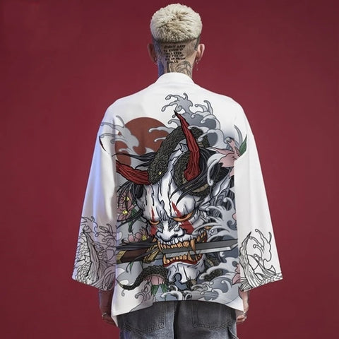Demon Harajuku Kimono Cosplay Samurai Haori Obi Japanese Streetwear | Japan Apparel Demon Harajuku Kimono Cosplay Samurai Haori Obi Japanese Streetwear | Japan Apparel