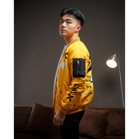 Japanese Bomber Jacket  Cyberpunk with Harajuku Design Mustard - Japan Fashion | Zewearsy Store Japanese Bomber Jacket  Cyberpunk with Harajuku Design Mustard - Japan Fashion | Zewearsy Store