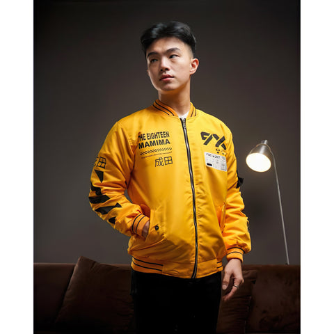 Japanese Bomber Jacket  Cyberpunk with Harajuku Design Mustard - Japan Fashion | Zewearsy Store Japanese Bomber Jacket  Cyberpunk with Harajuku Design Mustard - Japan Fashion | Zewearsy Store