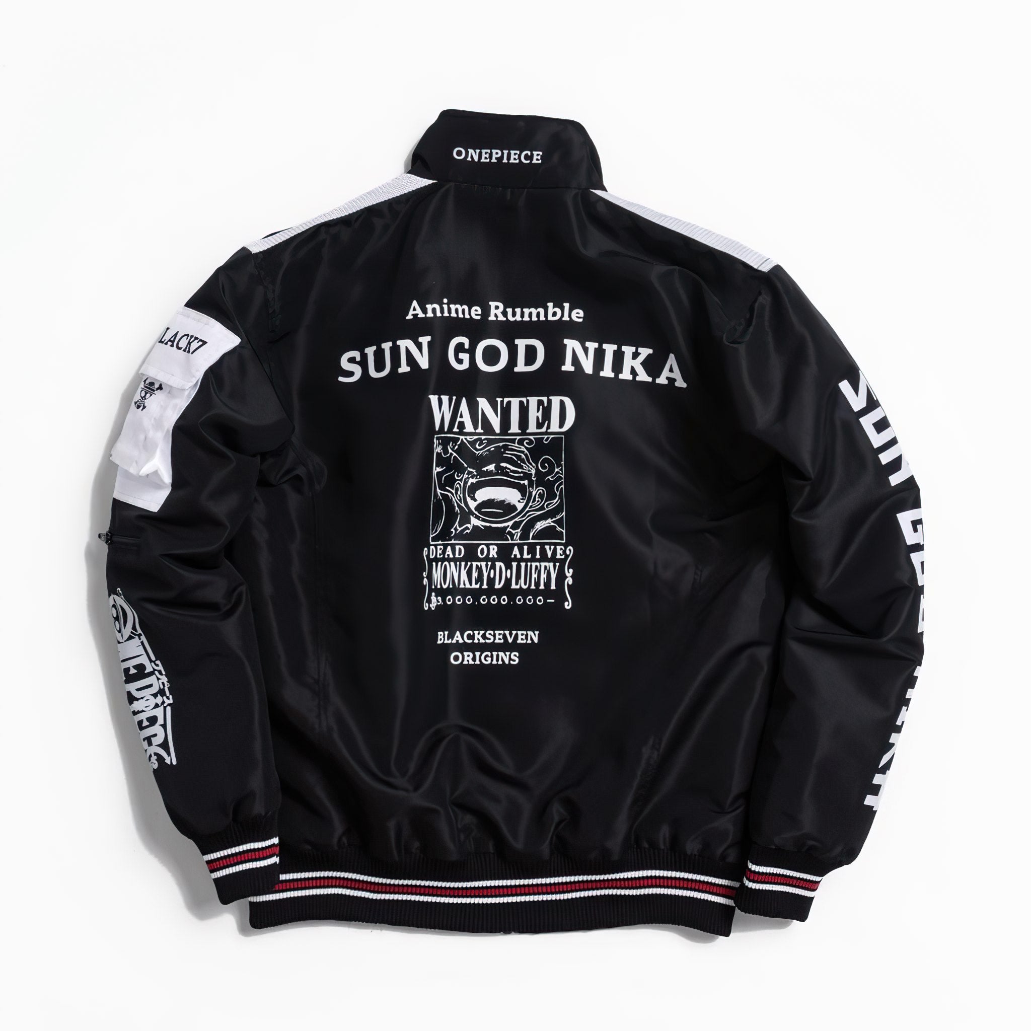 One Piece Luffy Gear 5 Bomber Jacket Windbreaker Cyberpunk Edition Black and White - Japan Fashion | Zewearsy Store