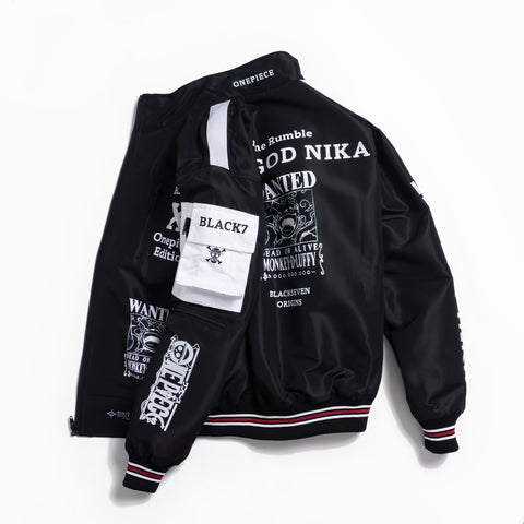 One Piece Luffy Gear 5 Bomber Jacket Windbreaker Cyberpunk Edition Black and White - Japan Fashion | Zewearsy Store One Piece Luffy Gear 5 Bomber Jacket Windbreaker Cyberpunk Edition Black and White - Japan Fashion | Zewearsy Store