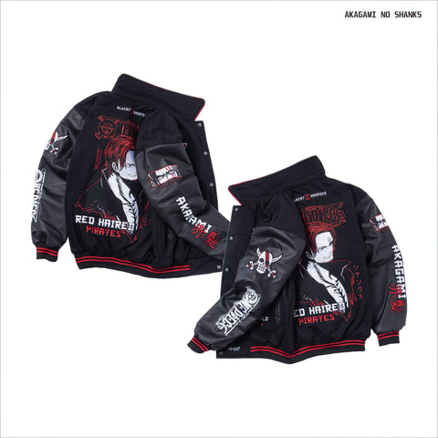 One Piece Varsity Jacket Akagami No Shanks - Red Hair Pirates - Japan Fashion | Zewearsy Store One Piece Varsity Jacket Akagami No Shanks - Red Hair Pirates - Japan Fashion | Zewearsy Store