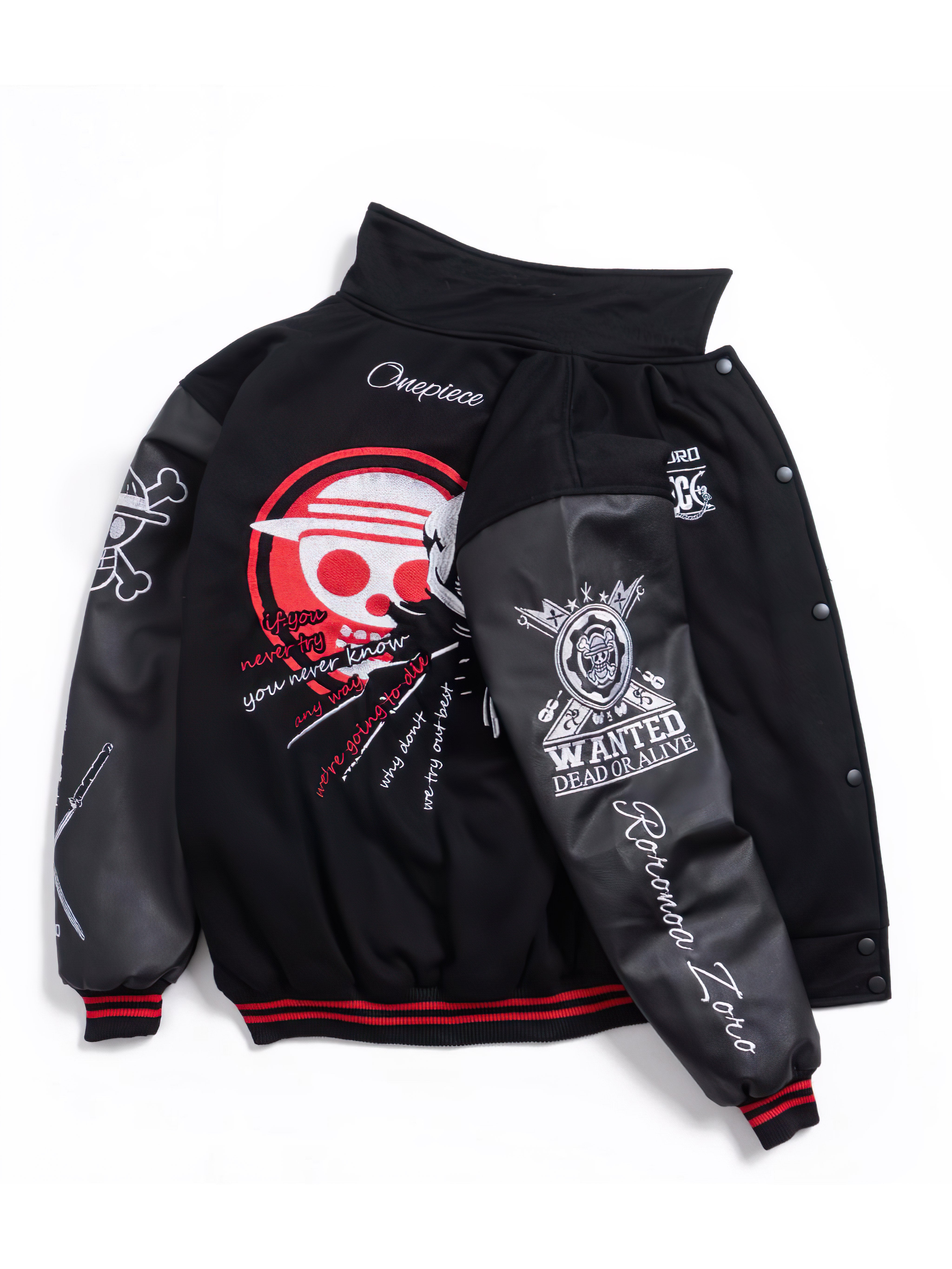 Zoro One Piece Varsity Jacket Red Samurai Edition - Japan Fashion | Zewearsy Store