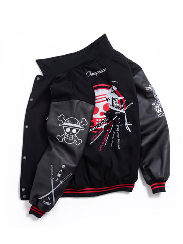 Zoro One Piece Varsity Jacket Red Samurai Edition - Japan Fashion | Zewearsy Store Zoro One Piece Varsity Jacket Red Samurai Edition - Japan Fashion | Zewearsy Store