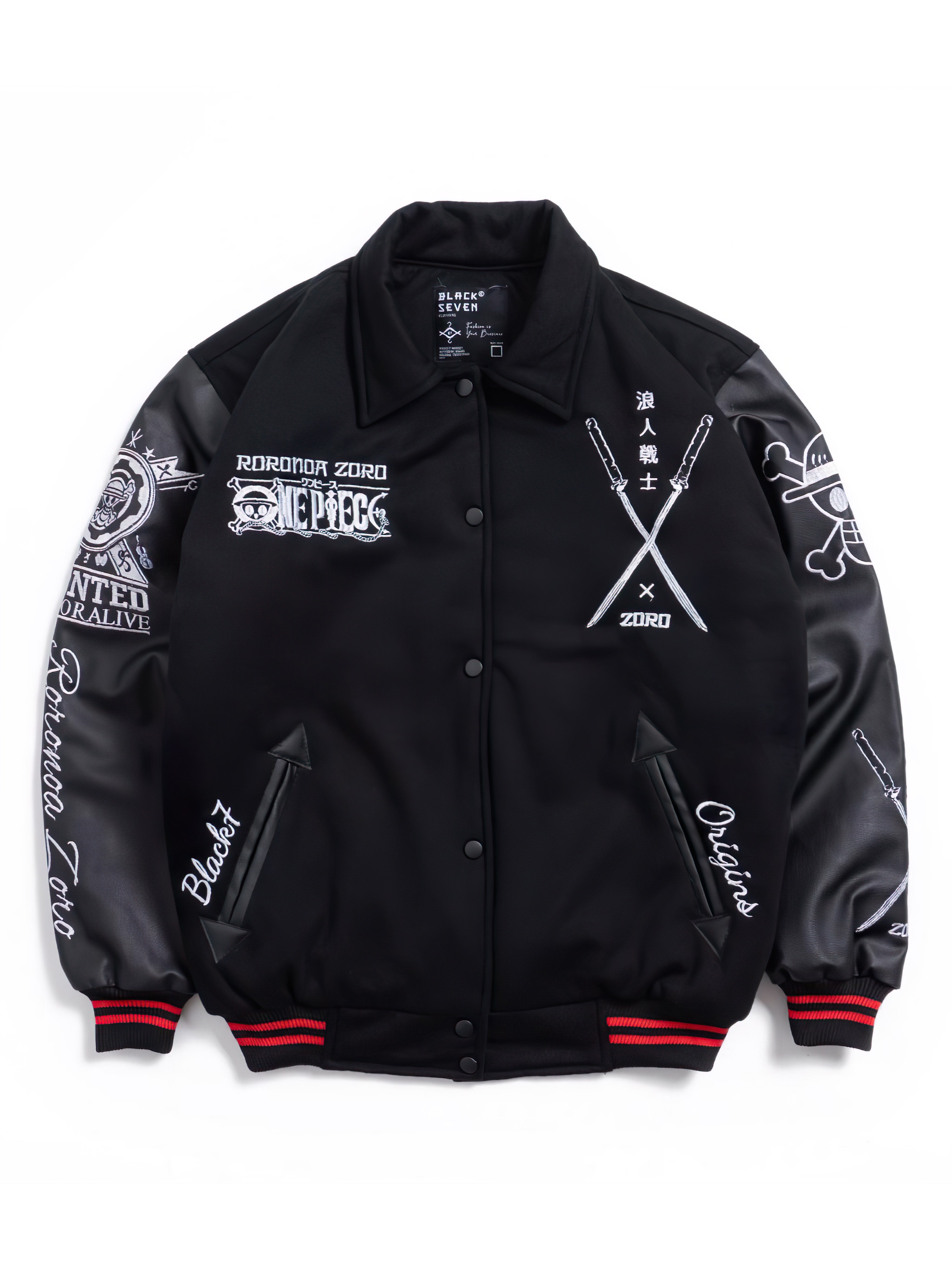 Zoro One Piece Varsity Jacket Red Samurai Edition - Japan Fashion | Zewearsy Store