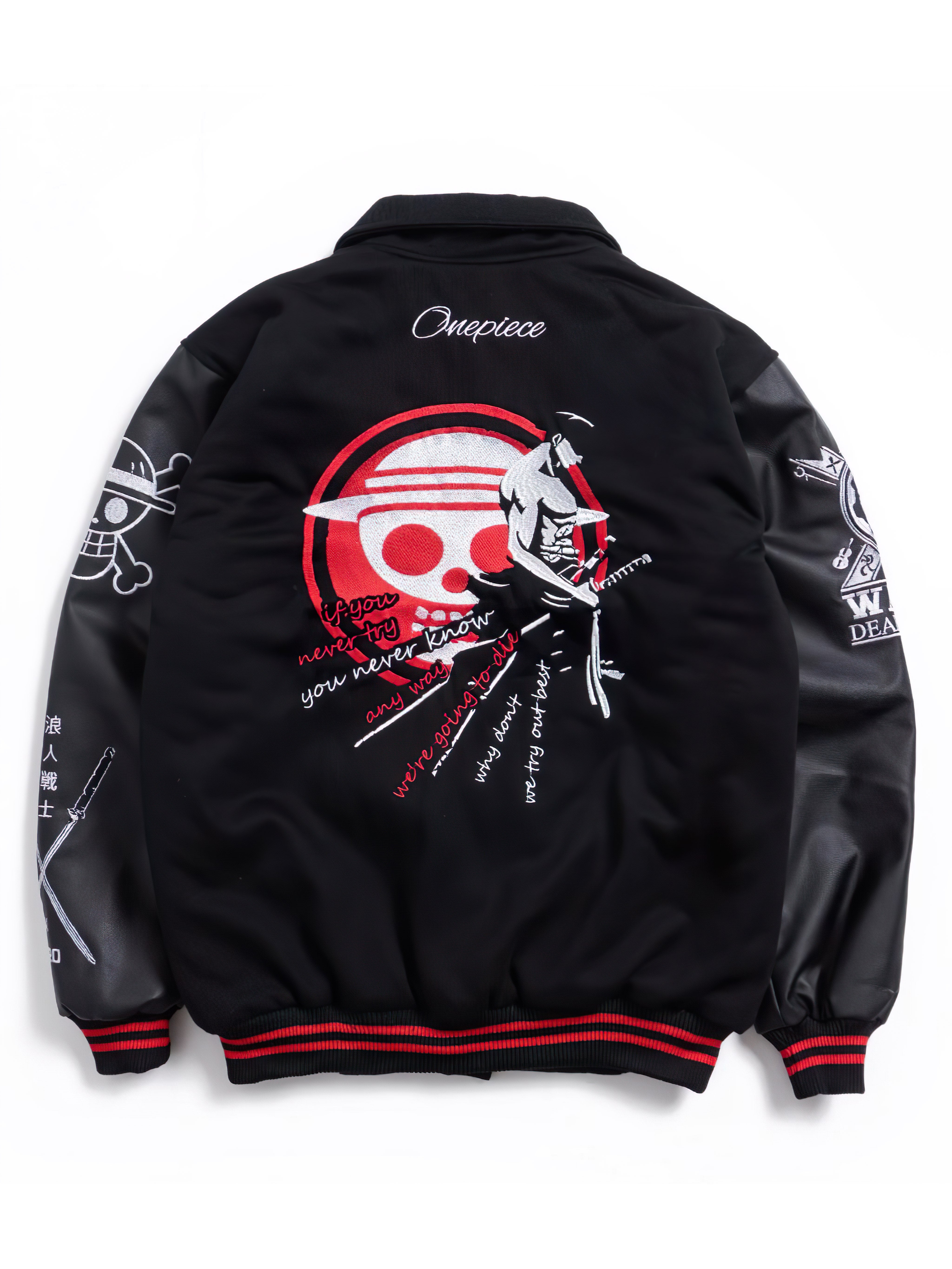 Zoro One Piece Varsity Jacket Red Samurai Edition - Japan Fashion | Zewearsy Store