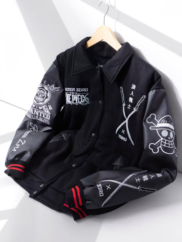 Zoro One Piece Varsity Jacket Red Samurai Edition - Japan Fashion | Zewearsy Store Zoro One Piece Varsity Jacket Red Samurai Edition - Japan Fashion | Zewearsy Store