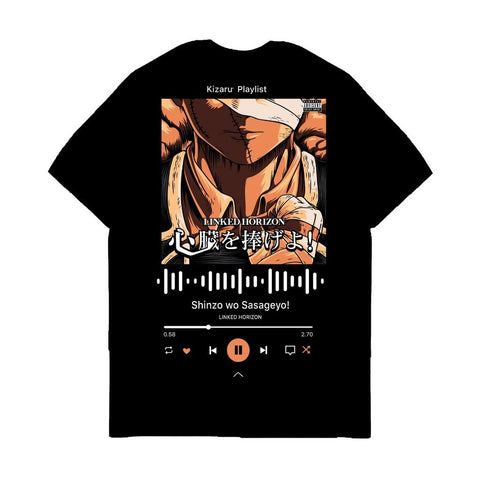 Attack on Titan Sasageyo T - Shirt - Music Series Japan Anime Short Sleeve - Zewearsy Attack on Titan Sasageyo T - Shirt - Music Series Japan Anime Short Sleeve - Zewearsy