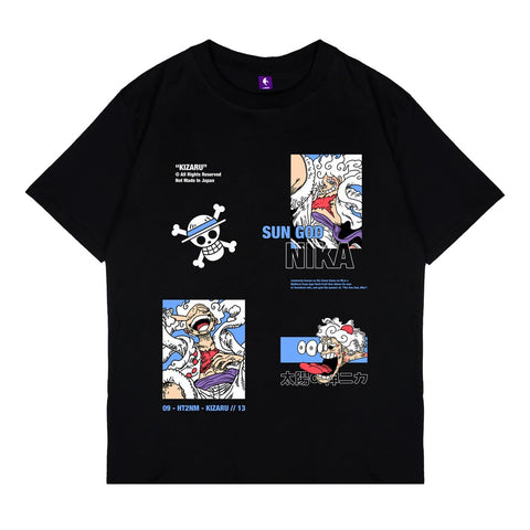 Japan Anime Short Sleeve T Shirt - One Piece LUFFY SUN GOD NIKA | Japan Apparel | Zewearsy Store Japan Anime Short Sleeve T Shirt - One Piece LUFFY SUN GOD NIKA | Japan Apparel | Zewearsy Store