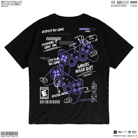 Japan Streetwear Short Sleeve T Shirt - Origin GAMER NEVER QUIT BLACK | Japan Apparel Japan Streetwear Short Sleeve T Shirt - Origin GAMER NEVER QUIT BLACK | Japan Apparel