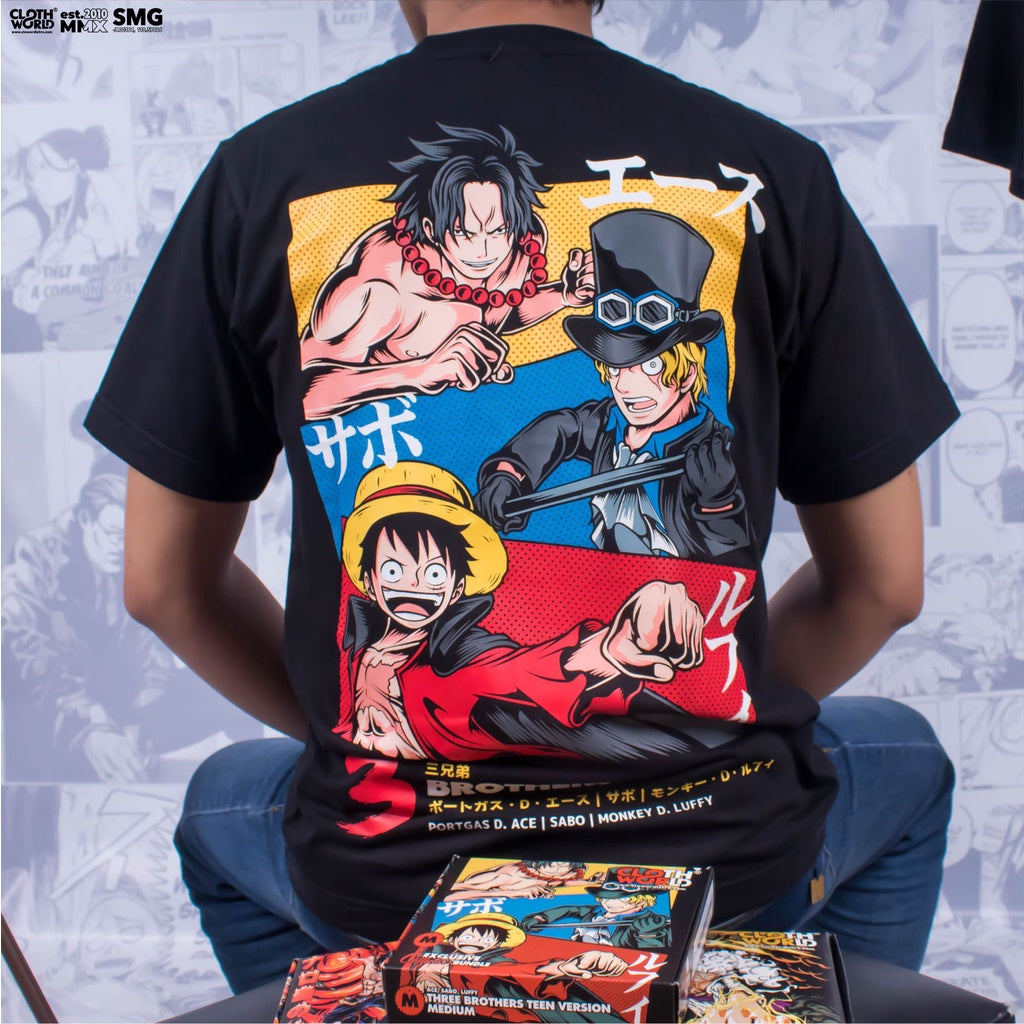 Three Brothers Teen Version T-Shirt - Luffy, Ace, Sabo | One Piece Anime - Zewearsy