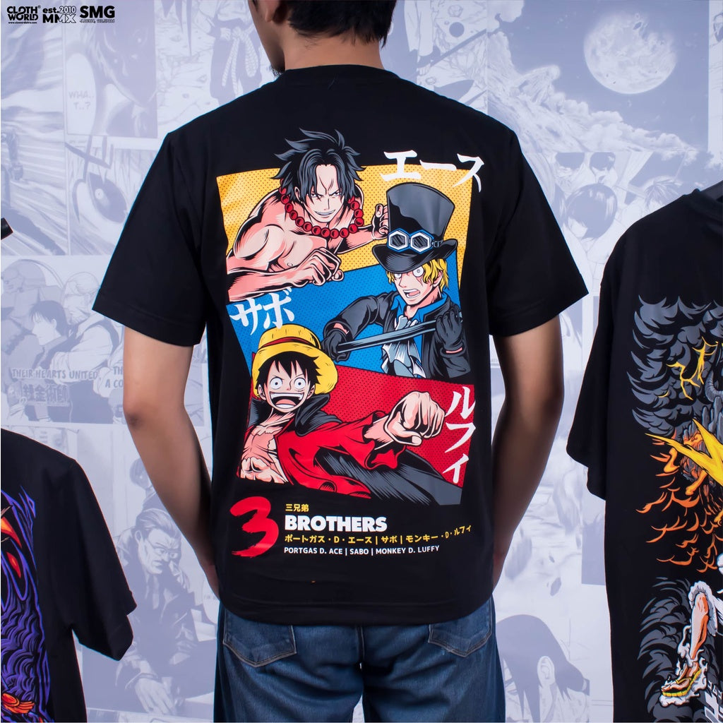 Three Brothers Teen Version T-Shirt - Luffy, Ace, Sabo | One Piece Anime - Zewearsy