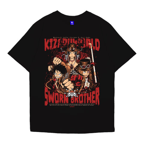 One Piece Ace Sabo Luffy T-Shirt - Japan Anime Short Sleeve One Piece Ace Sabo Luffy T-Shirt - Japan Anime Short Sleeve