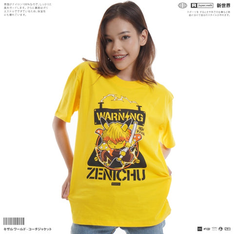 Japan Anime T Shirt Short Sleeve - Demon Slayer Pokemon ZENICHU Yellow Japan Anime T Shirt Short Sleeve - Demon Slayer Pokemon ZENICHU Yellow
