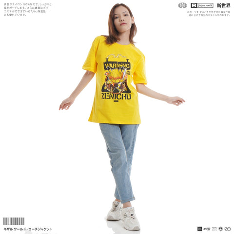 Japan Anime T Shirt Short Sleeve - Demon Slayer Pokemon ZENICHU Yellow Japan Anime T Shirt Short Sleeve - Demon Slayer Pokemon ZENICHU Yellow