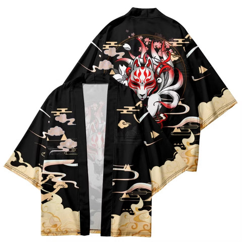 Kitsune Kimono Graphic Art Design - Unisex Japanese Apparel Kitsune Kimono Graphic Art Design - Unisex Japanese Apparel