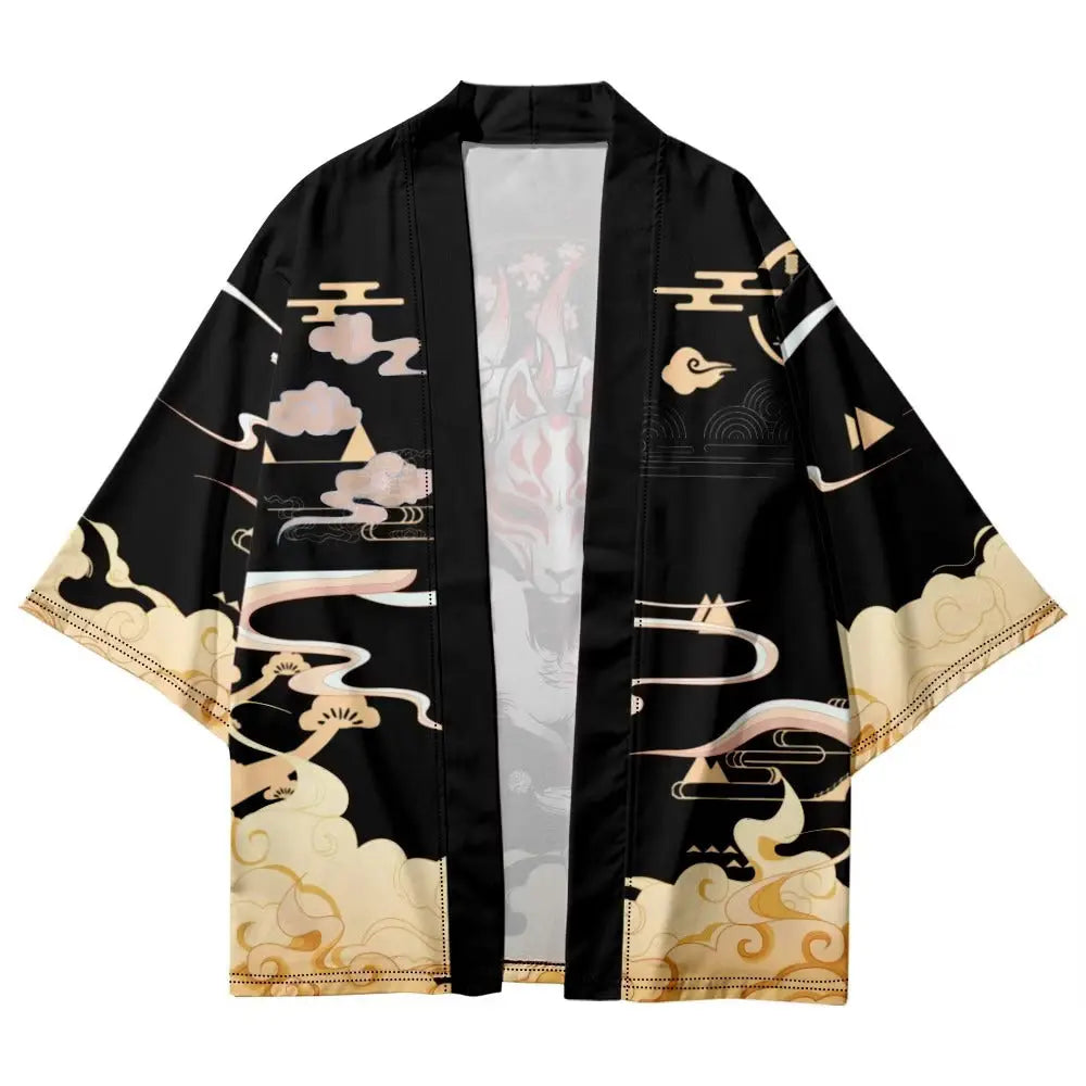 Kitsune Kimono Graphic Art Design - Unisex Japanese Apparel - Zewearsy