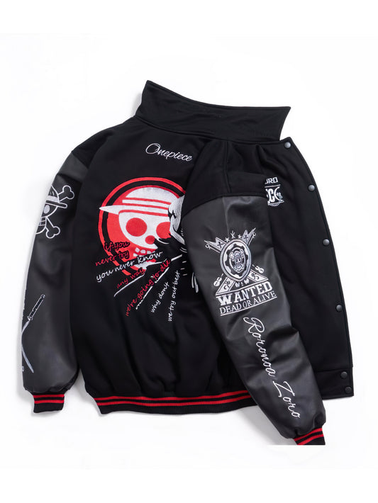 Zoro One Piece Varsity Jacket Red Samurai Edition - Japan Fashion | Zewearsy Store