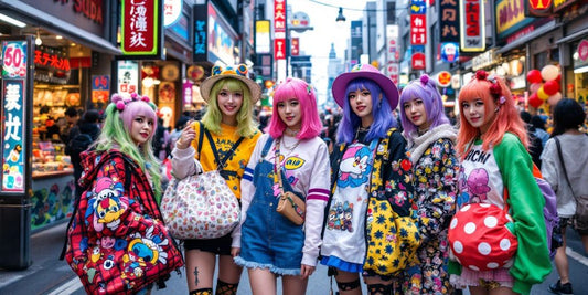 Harajuku street scene with colorful anime-inspired fashion.