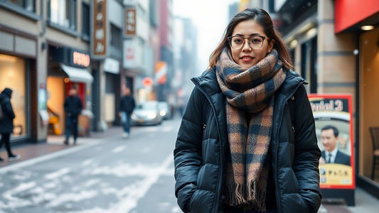Japanese winter fashion with warm, layered clothing.