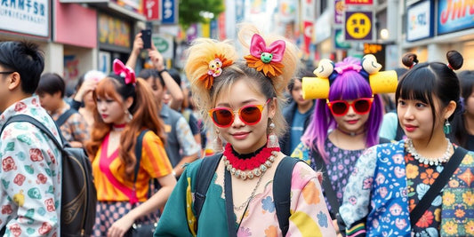 Harajuku streetwear with colorful outfits and unique styles.