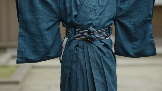 Traditional Japanese hakama trousers in indigo.