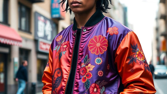 Man wearing a colorful Japan bomber jacket
