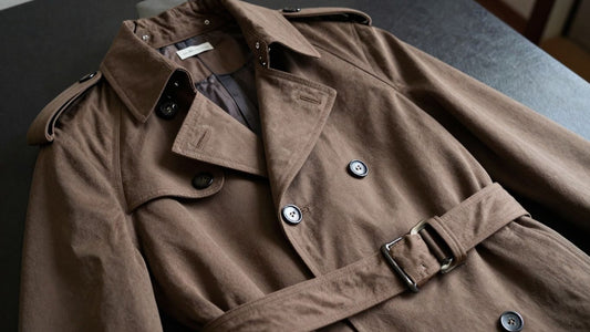 Elegant Japanese trench coat with classic design.