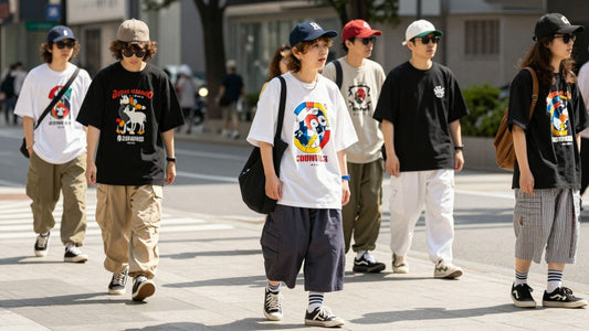 Japanese streetwear fashion on city street